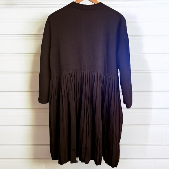 COS Long Pleated Cardigan Black Sweater Button Front Large - Picture 4 of 7